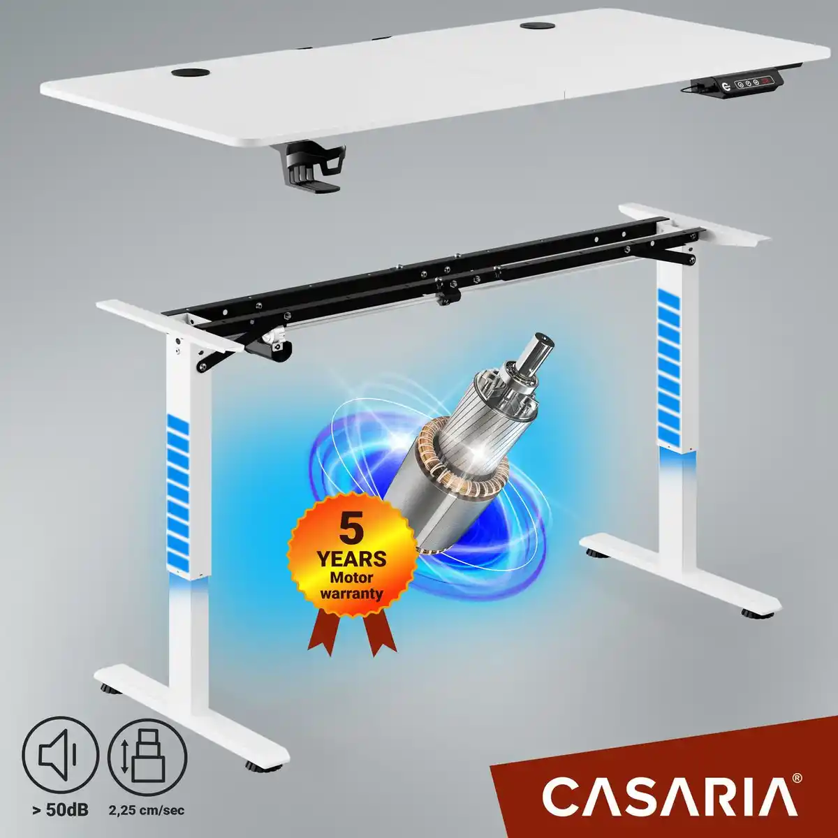 Bild 3 von Höhenverstellbarer Schreibtisch Weiß 140x60x73-118cm
