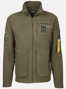 Herren Fleecejacke mit Patches Oliv