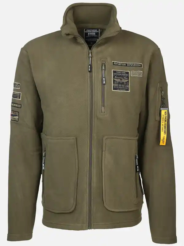 Bild 1 von Herren Fleecejacke mit Patches Oliv