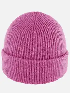 Damen Beanie mit Umschlag Pink