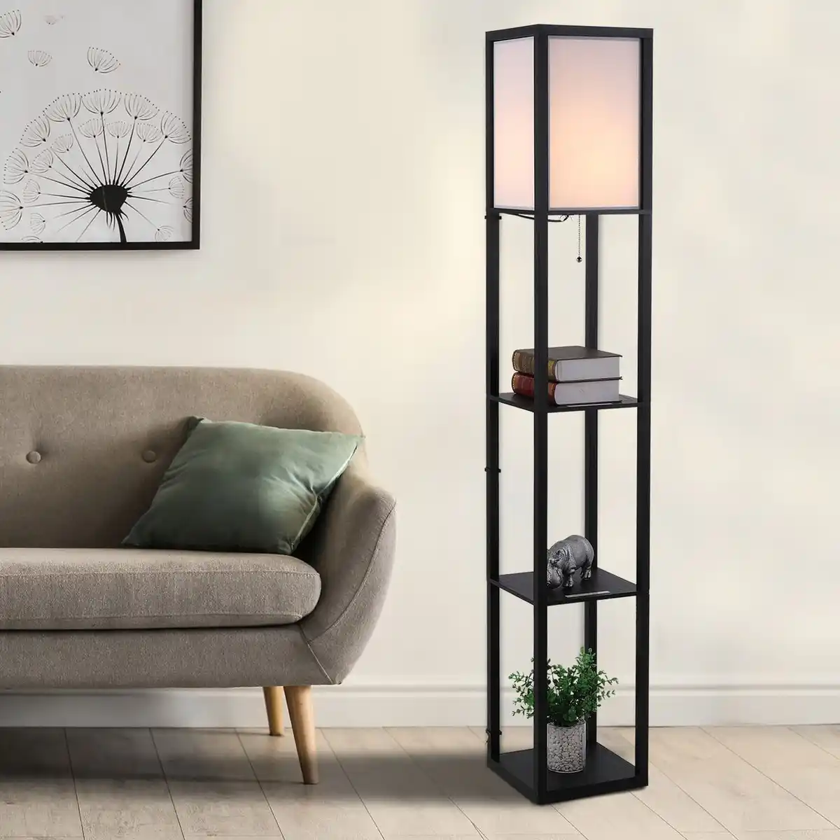 Bild 2 von Stehleuchte mit Regalen Innenbeleuchtung Stehlampe E27 bis 40W Holzregal