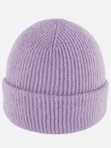 Damen Beanie mit Umschlag Lila