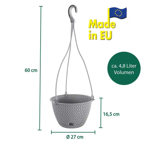 Bild 2 von Strickoptik-Hängetopf - Steingrau