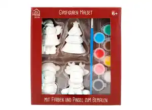 Gipsfiguren Mal-Set mit Farben und Pinsel