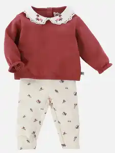 Baby Mädchen 2er Set mit Sweatshirt und Leggings Rot