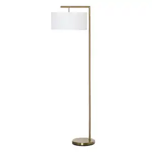 Stehlampe Stehleuchte E27 Sockel für Wohnzimmer Schlafzimmer Büro Metall Stahl Leinen Gold+Weiß 47 x