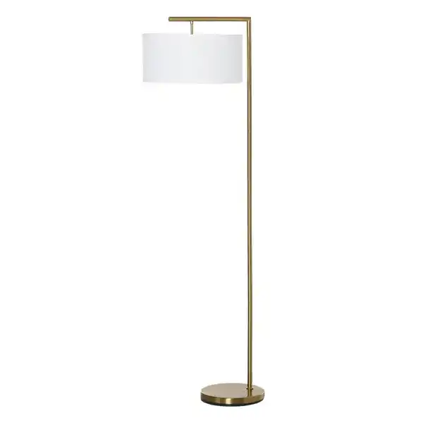 Bild 1 von Stehlampe Stehleuchte E27 Sockel für Wohnzimmer Schlafzimmer Büro Metall Stahl Leinen Gold+Weiß 47 x