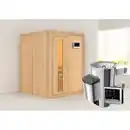 Bild 1 von Karibu Elementsauna 'Paula' naturbelassen mit Energiespartür 3,6 kW Ofen externe Steuerung Easy 151 x 151 x 198 cm