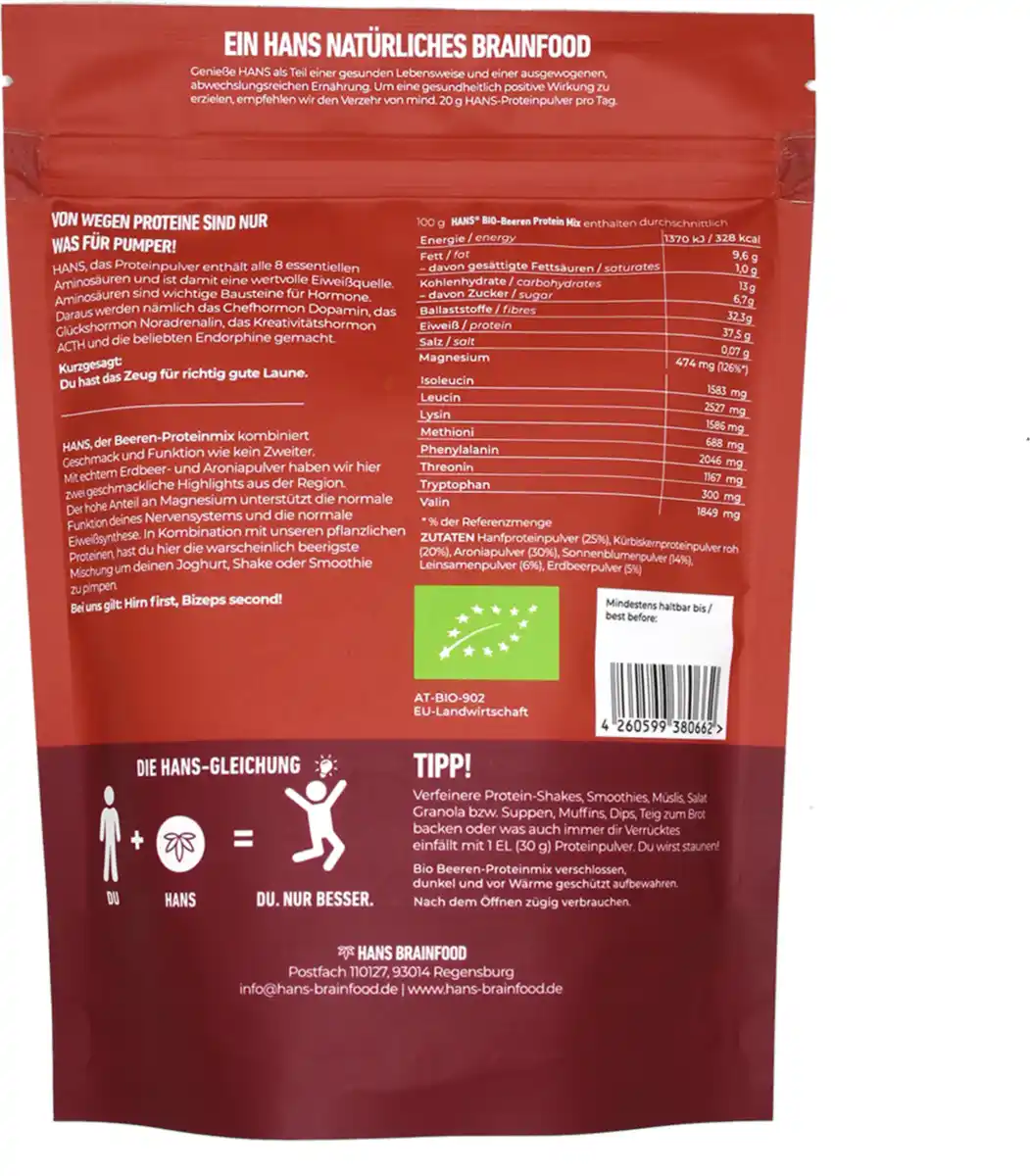 Bild 2 von HANS Brainfood Bio Beeren-Proteinmix, 210 g