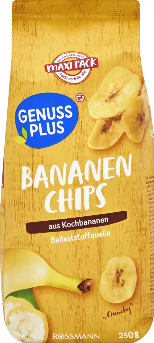 Bild 1 von GENUSS PLUS Bananen Chips Maxi, 250 g