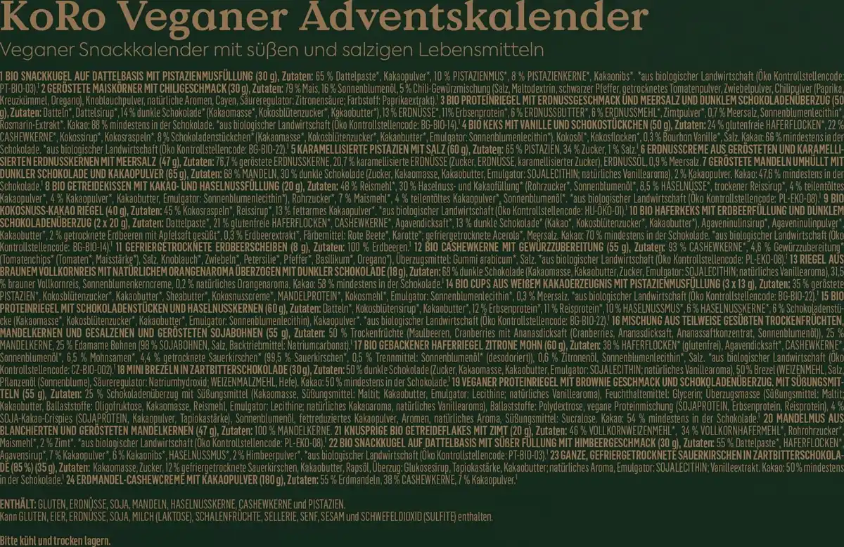 Bild 3 von KoRo Veganer Adventskalender 2024, 1.134 g