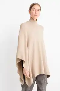 C&A Strick-Poncho, Beige, Größe: 1 size