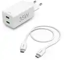 Bild 1 von Schnellladegerät 2x USB-C (35W) inkl. USB-C Ladekabel (1m) weiss