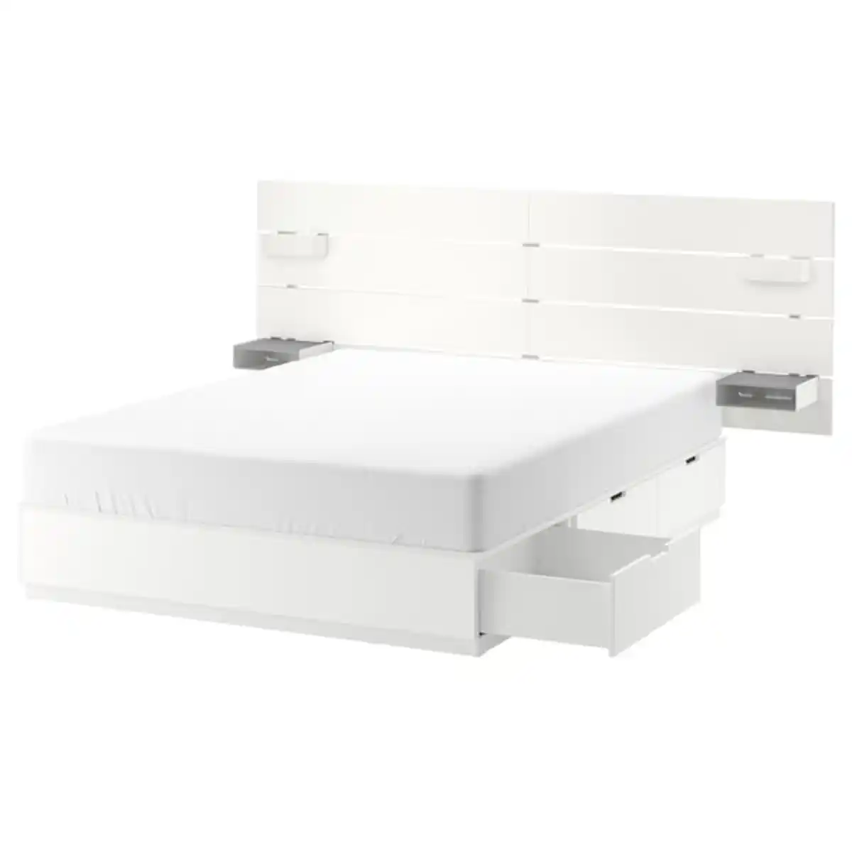 Bild 1 von NORDLI Bettgestell mit Kopfteil und Aufb., weiß 180x200 cm