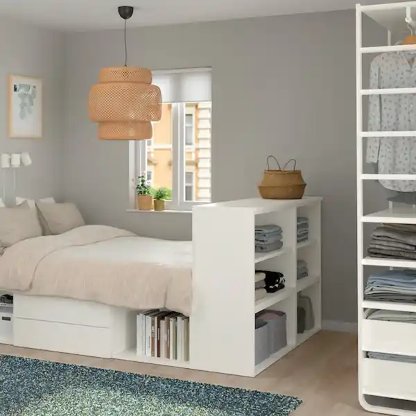 Bild 2 von PLATSA Bettgestell mit 2 Schubladen, weiß/Fonnes 142x244x103 cm