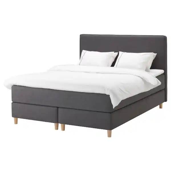 Bild 1 von DUNVIK Boxspringbett, Vågstranda mittelfest/Tuddal dunkelgrau 160x200 cm