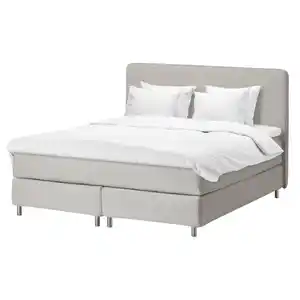 DUNVIK Boxspringbett, Vågstranda mittelfest/Tustna Gunnared beige 180x200 cm