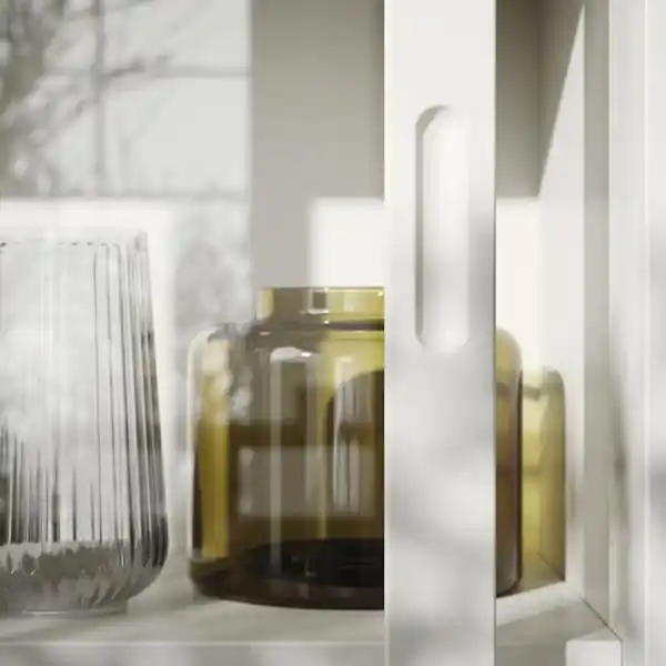 Bild 4 von TONSTAD Aufbewahrung mit Glasschiebetüren, elfenbeinweiß/Klarglas 120x47x201 cm