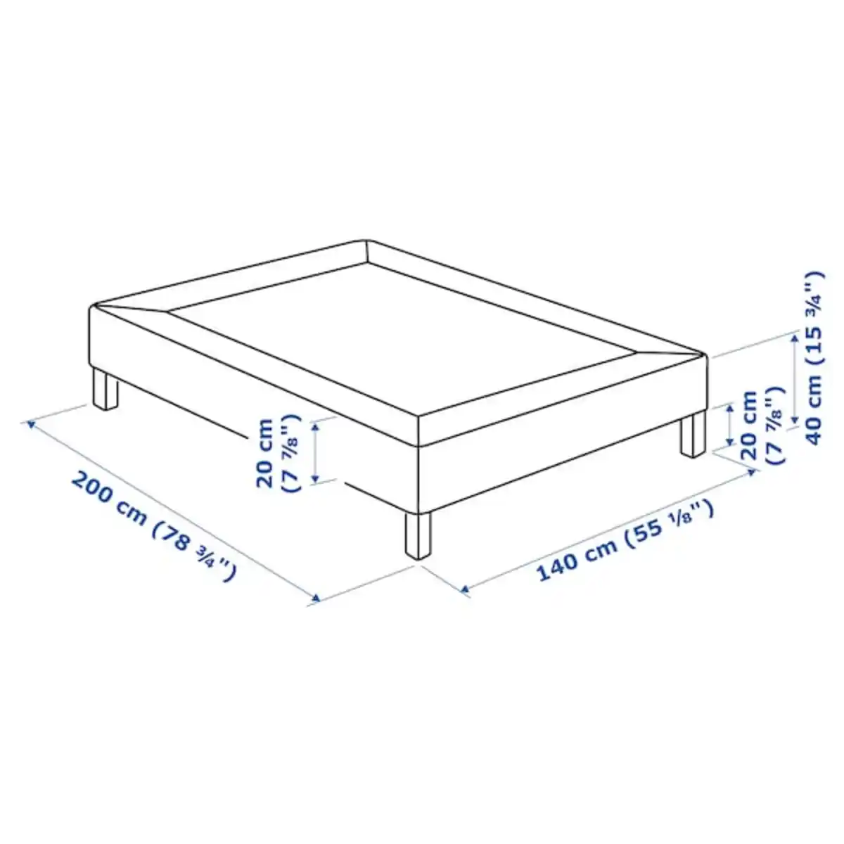 Bild 4 von ESPEVÄR Boxspring mit Beinen, dunkelgrau 140x200 cm