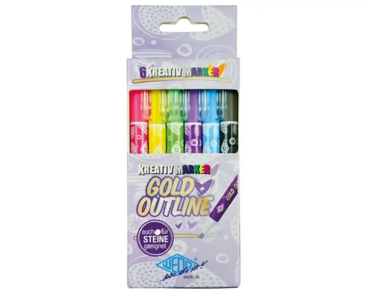 Bild 1 von Outline-Marker Kreativ-Marker gold + farbiger Umrandung 6er