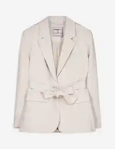 Damen Blazer - Bindegürtel - beige