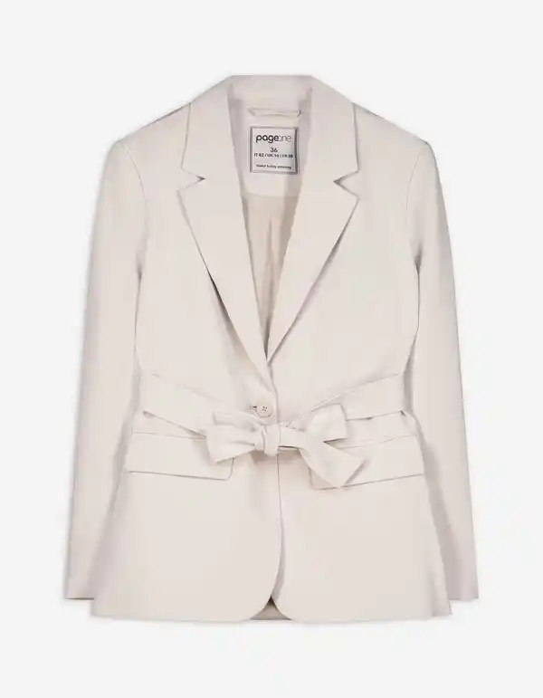 Bild 1 von Damen Blazer - Bindegürtel - beige