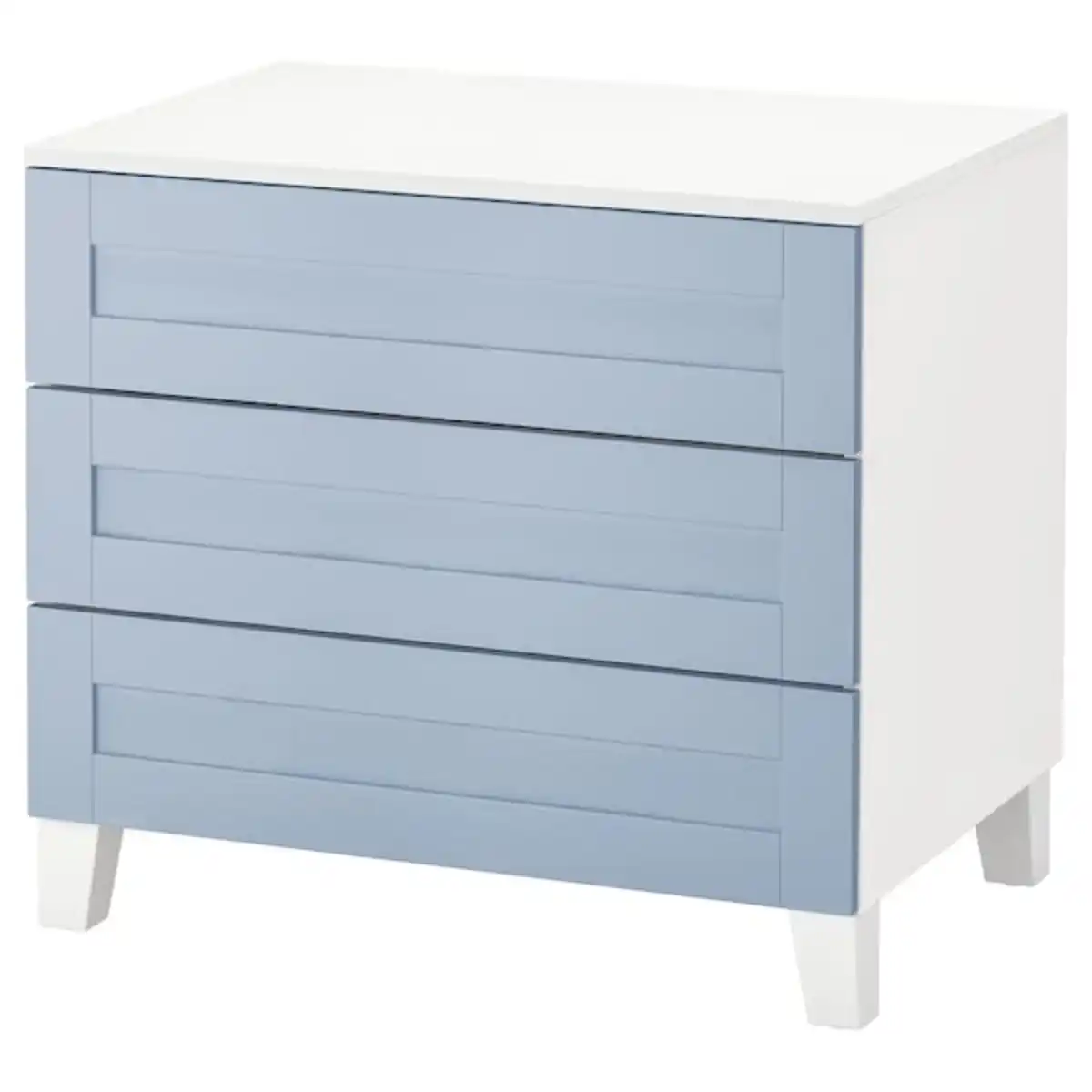 Bild 1 von PLATSA Kommode mit 3 Schubladen, weiß/Sannidal blau 80x57x73 cm