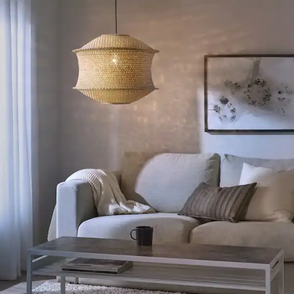 Bild 2 von BLÅSTÅNG / HEMMA Hängeleuchte, beige/schwarz 45 cm