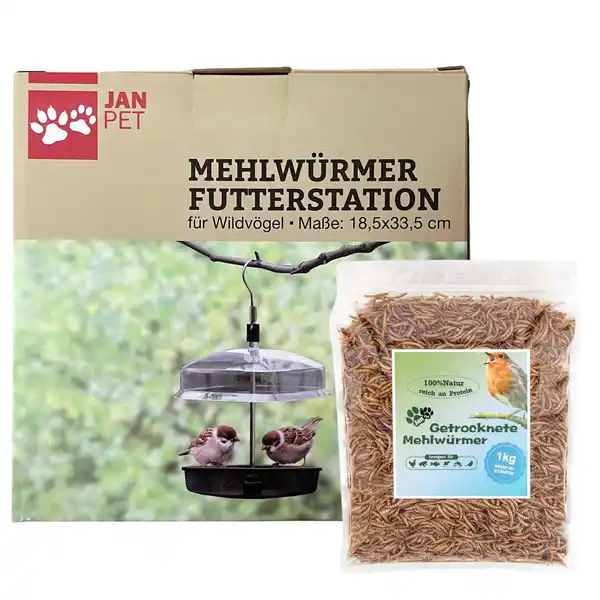 Bild 1 von Mehlwürmer Futterstation zum Hängen mit 1 kg Mehlwürmern