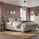 Bild 3 von IDANÄS Bettgestell gepolstert mit Schubl., Naggen beige 180x200 cm