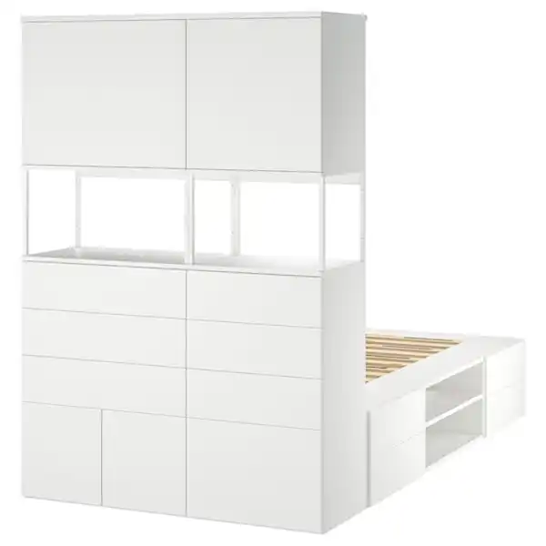 Bild 2 von PLATSA Bettgestell m 6 Türen + 12 Schubl., weiß/Fonnes 140x244x203 cm
