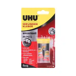 UHU Sekundenkleber Blitzschnell Minis 3 x 1 g