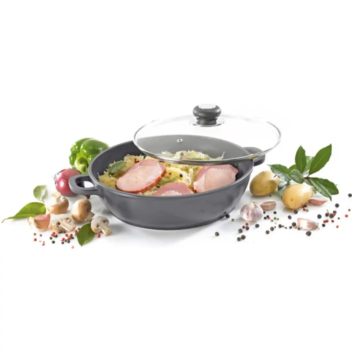 Bild 1 von Servierpfanne rd mit Glasdeckel 28 cm Delta