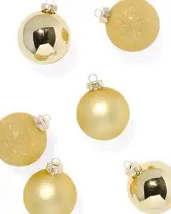 6er-Pack Weihnachtsbaumkugeln, Glas, golden, Ø 7 cm