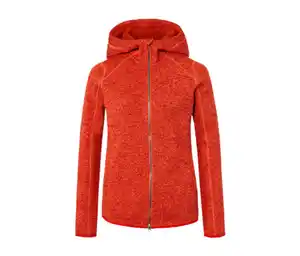 Kapuzen-Strickfleecejacke, orange meliert