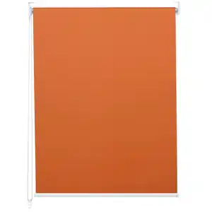 Rollo MCW-D52, Fensterrollo Seitenzugrollo Jalousie, Sonnenschutz Verdunkelung blickdicht 120x160cm ~ orange