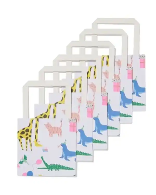 Bild 2 von 6er-Pack Geschenktaschen, Papier, 13 x 13 x 7 cm, Partytiere