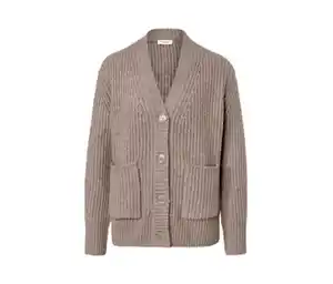 Gerippter Grobstrick-Cardigan, taupe