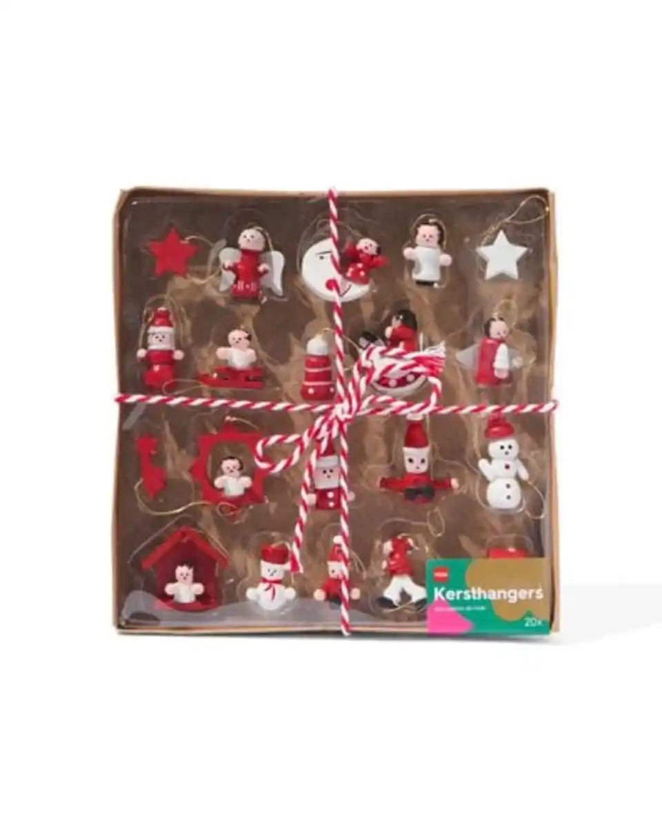 Bild 3 von 20er-Pack Baumschmuck, Holz, rot