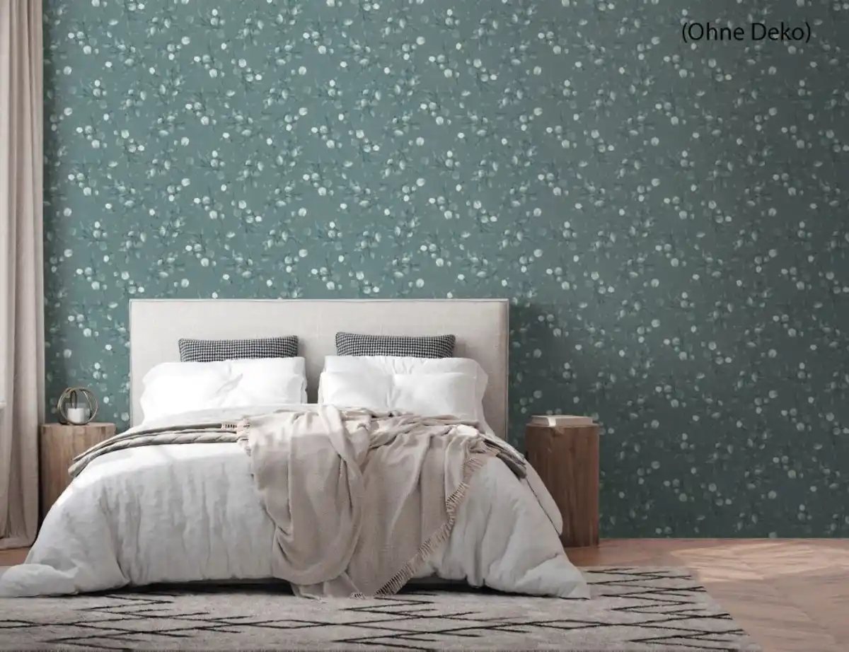 Bild 3 von Vliestapete Blumenmuster Grün