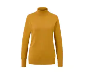 Feinstrick-Rollkragenpullover, senfgelb