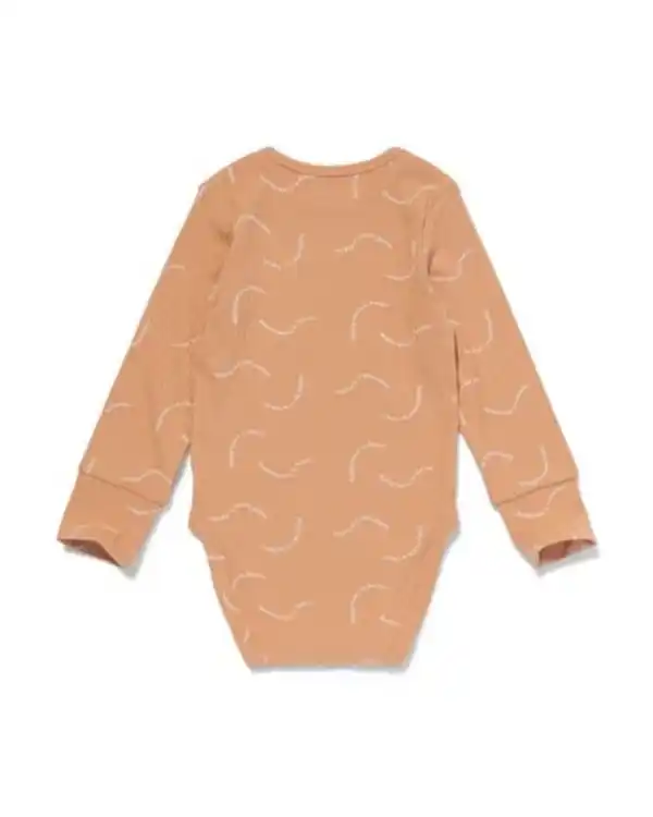 Bild 4 von Gerippter Strampler zum Mitwachsen Bambus mit Stretchanteil Text braun