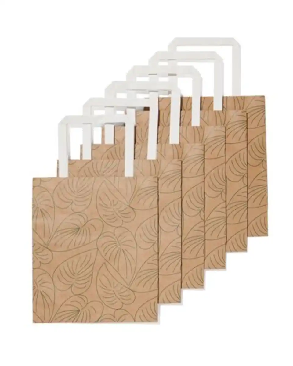 Bild 2 von 6er-Pack Geschenktaschen, Papier, 21 x 18 x 8 cm, Kraftpapier