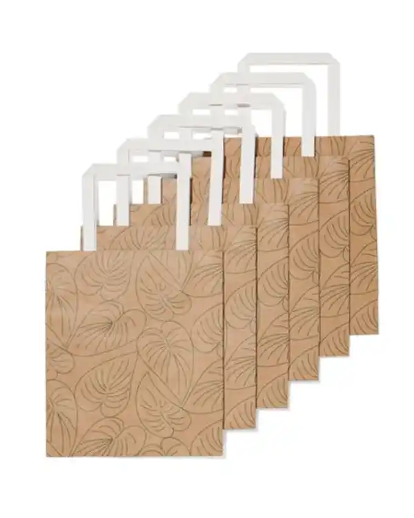 Bild 2 von 6er-Pack Geschenktaschen, Papier, 21 x 18 x 8 cm, Kraftpapier