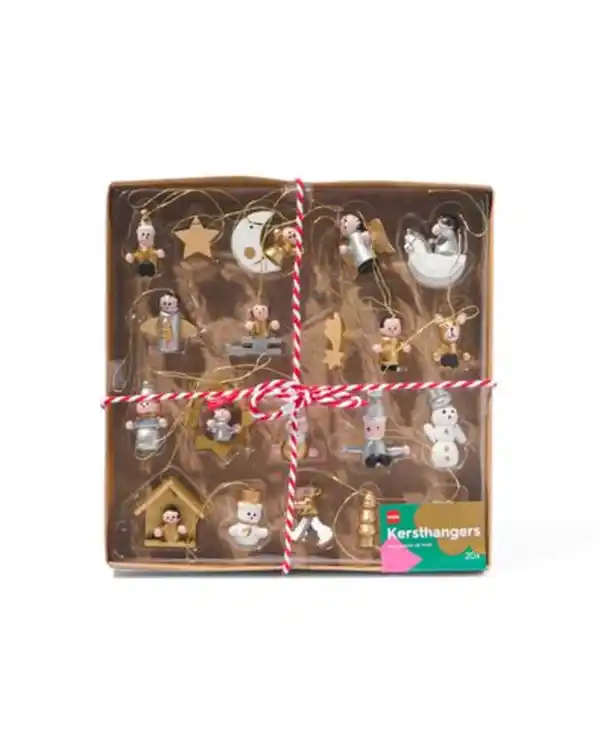 Bild 2 von 20er-Pack Holz-Baumschmuck, golden