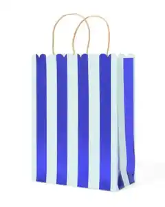 Geschenktasche L, blaue Streifen