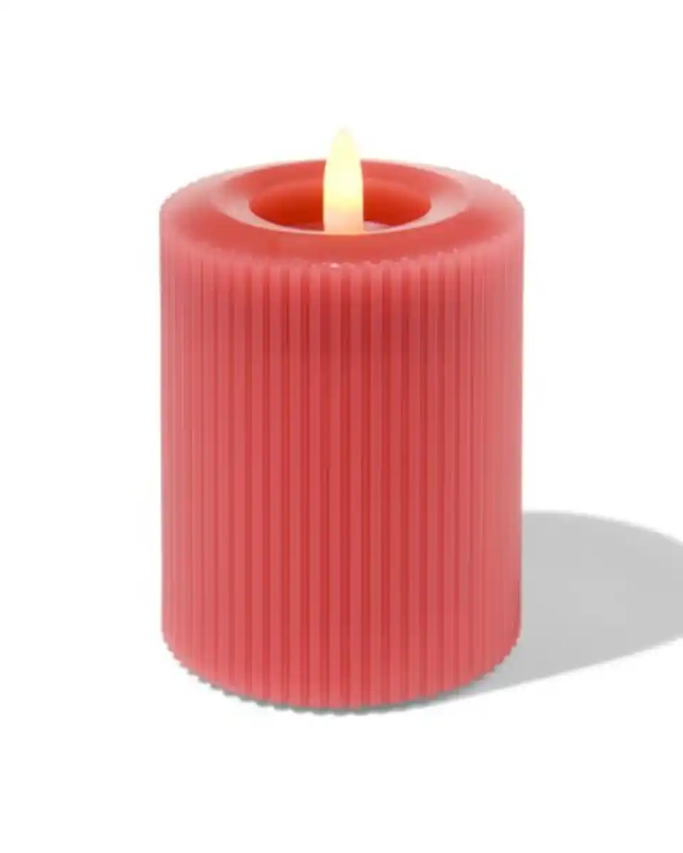 Bild 4 von LED-Kerze, gerippt, Kerzenwachs, Ø 7,5 x 10 cm, pink
