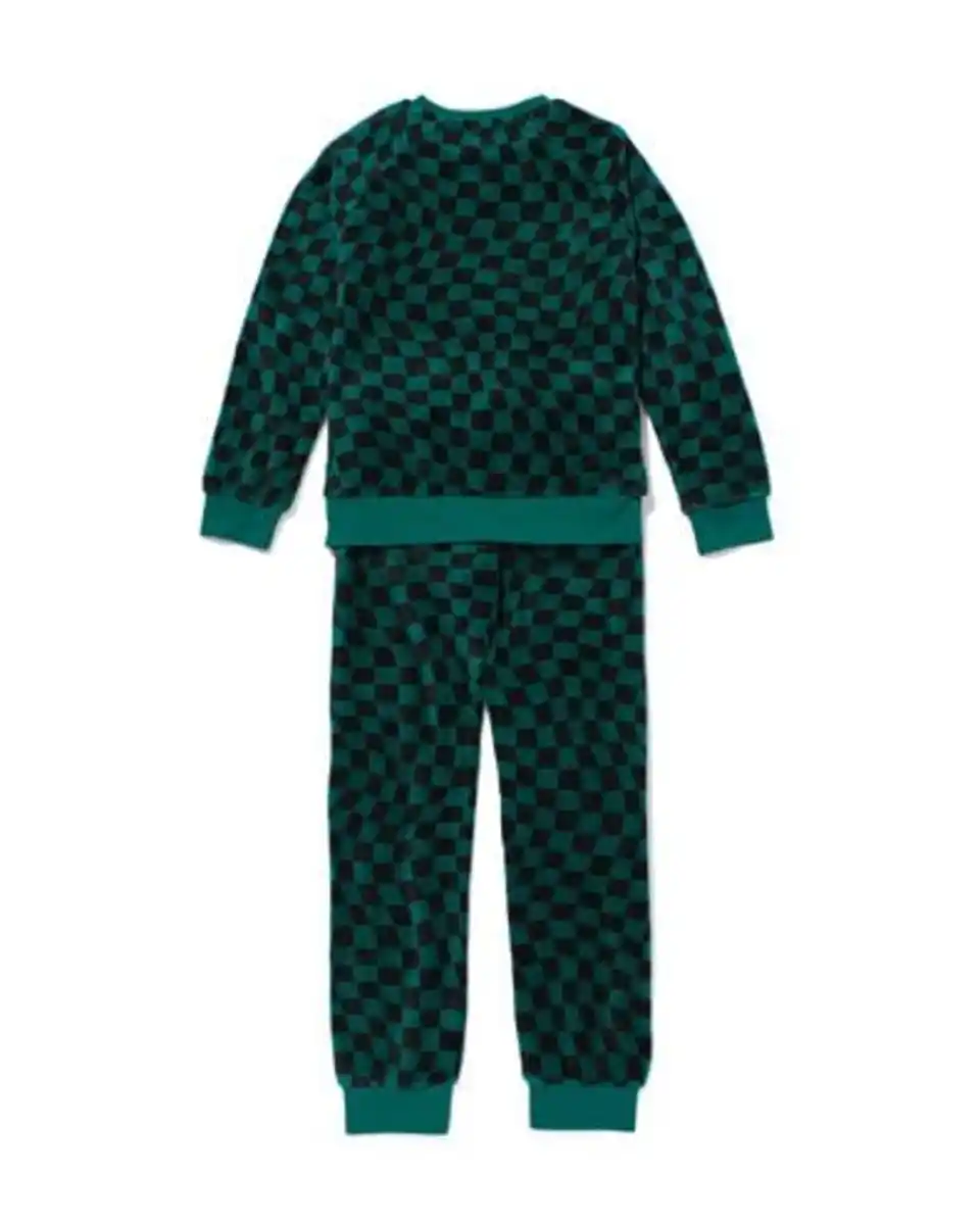 Bild 2 von Kinderpyjama Fleece mit Karos grün