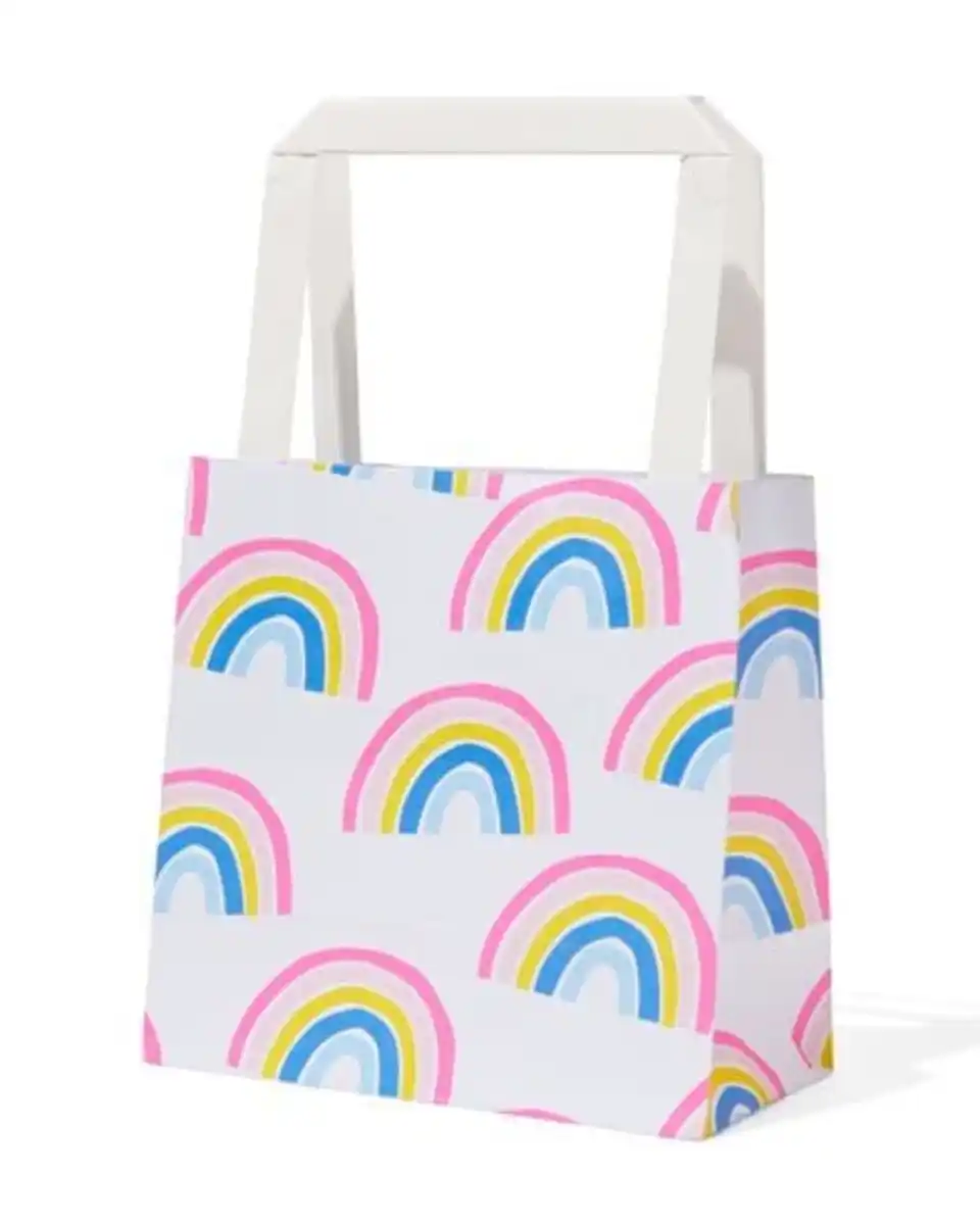 Bild 1 von 6er-Pack Geschenktaschen, Papier, 13 x 13 x 7 cm, Regenbogen