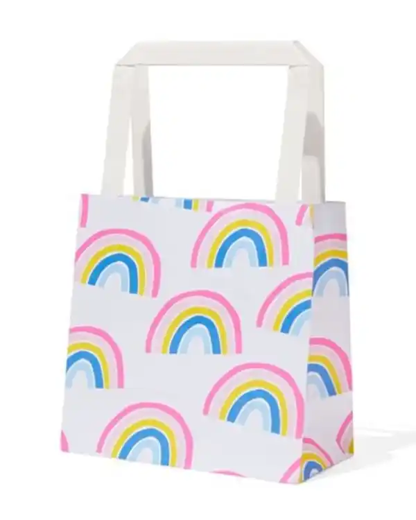 Bild 1 von 6er-Pack Geschenktaschen, Papier, 13 x 13 x 7 cm, Regenbogen